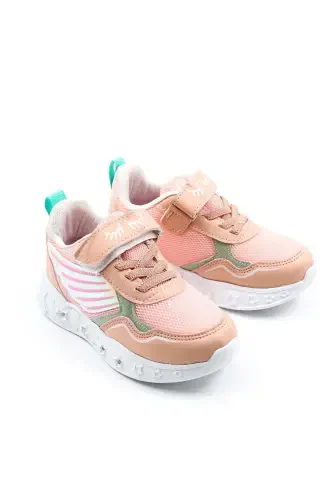 Girls' Elastic and Velcro Patterned Lighted Sneaker Sport Children and Baby Shoes 141xca058 - 5