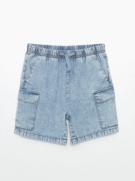 Girls' Elastic Waist Cargo Jean Shorts - 3