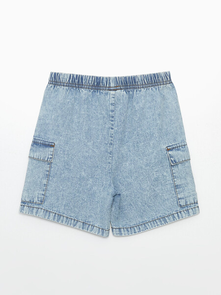 Girls' Elastic Waist Cargo Jean Shorts - 4