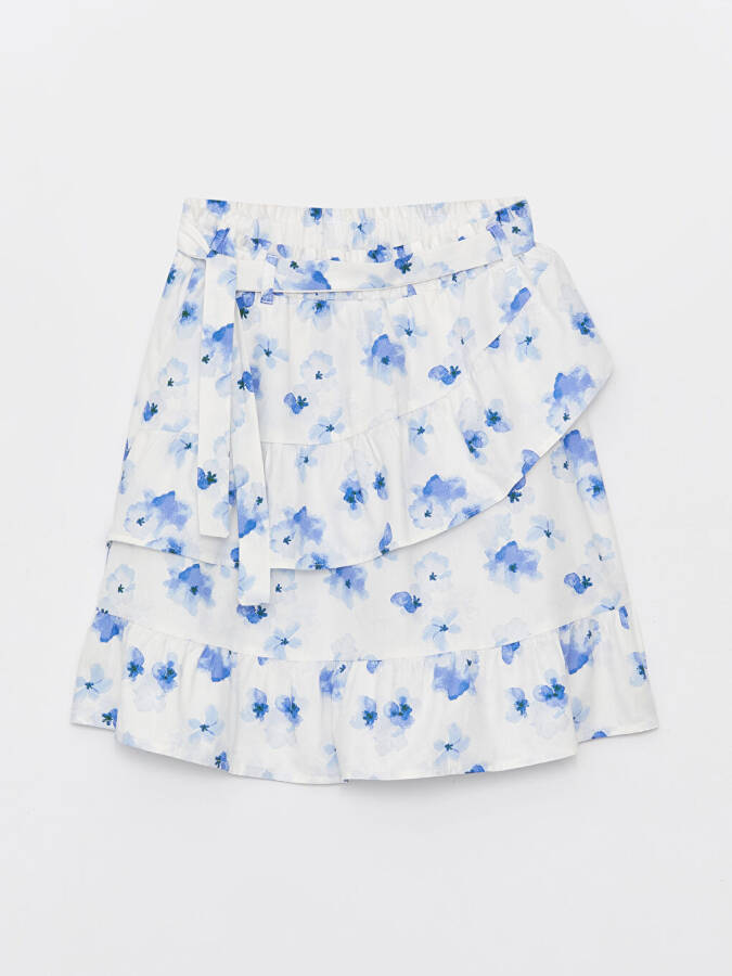 Girl's Elastic Waist Floral Skirt - 1