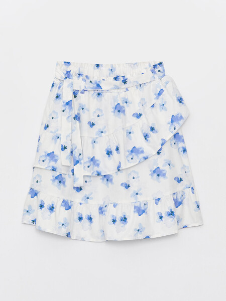 Girl's Elastic Waist Floral Skirt - 3