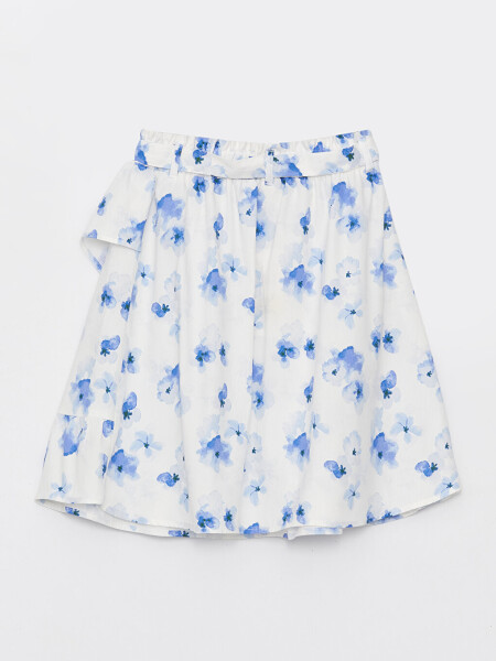 Girl's Elastic Waist Floral Skirt - 4