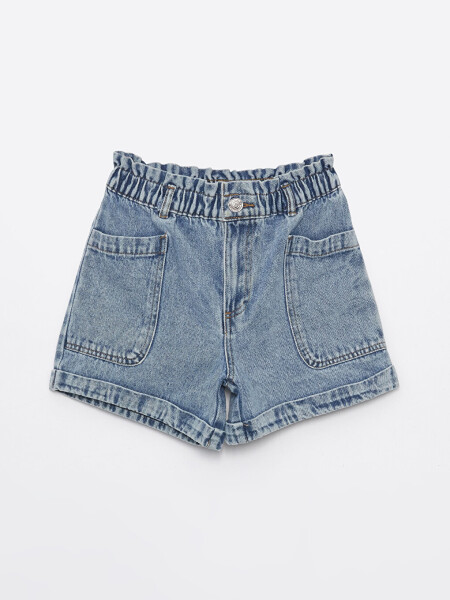 Girls' Elastic Waist Jean Shorts - 3