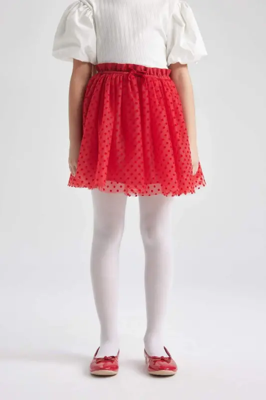 Girls' Elastic Waist Red Tulle Red Skirt B6929a824sm - 7