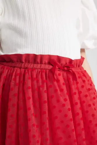 Girls' Elastic Waist Red Tulle Red Skirt B6929a824sm - 8