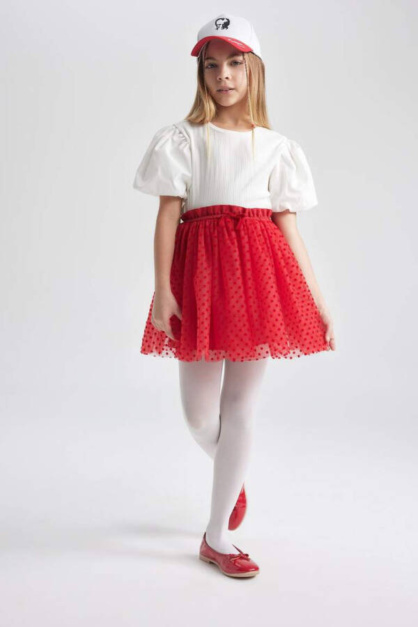 Girls' Elastic Waist Red Tulle Skirt - 5