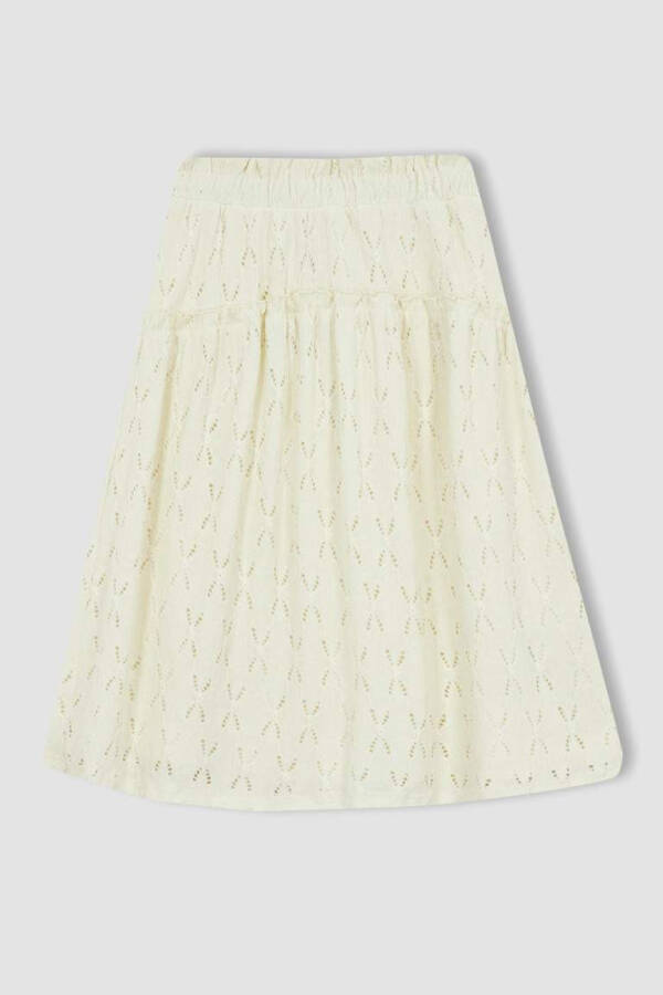 Girls Elastic Waist Skirt Ecru - 8