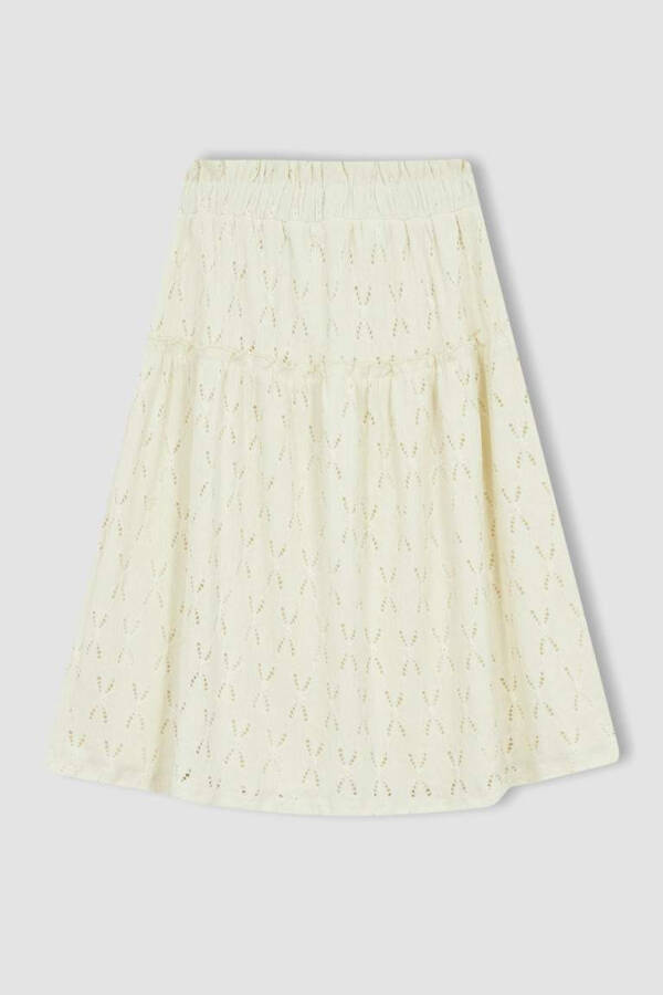 Girls Elastic Waist Skirt Ecru - 10