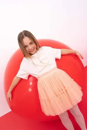 Girls' Elastic Waist Tulle Skirt B6928a824sm - 3