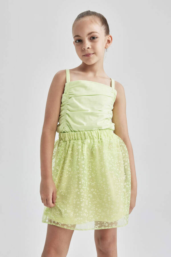 Girls' Elastic Waist Tulle Skirt Light Green - 1