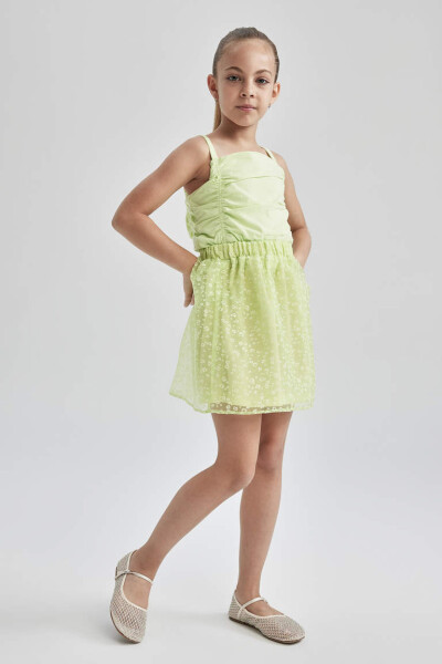 Girls' Elastic Waist Tulle Skirt Light Green - 2