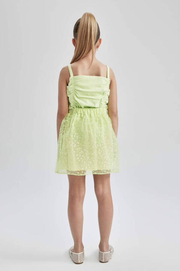 Girls' Elastic Waist Tulle Skirt Light Green - 7