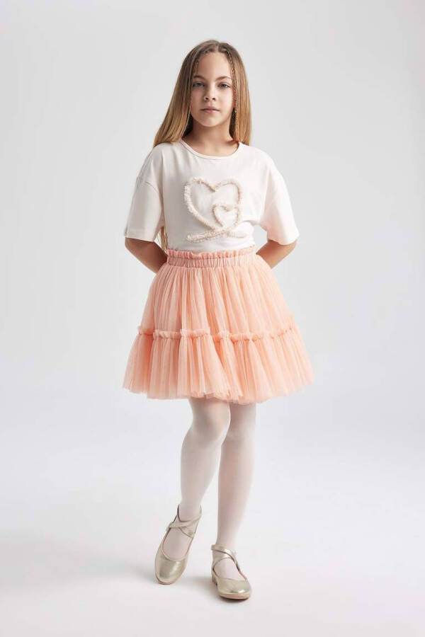 Girls' Elastic Waist Tulle Skirt Light Pink - 4