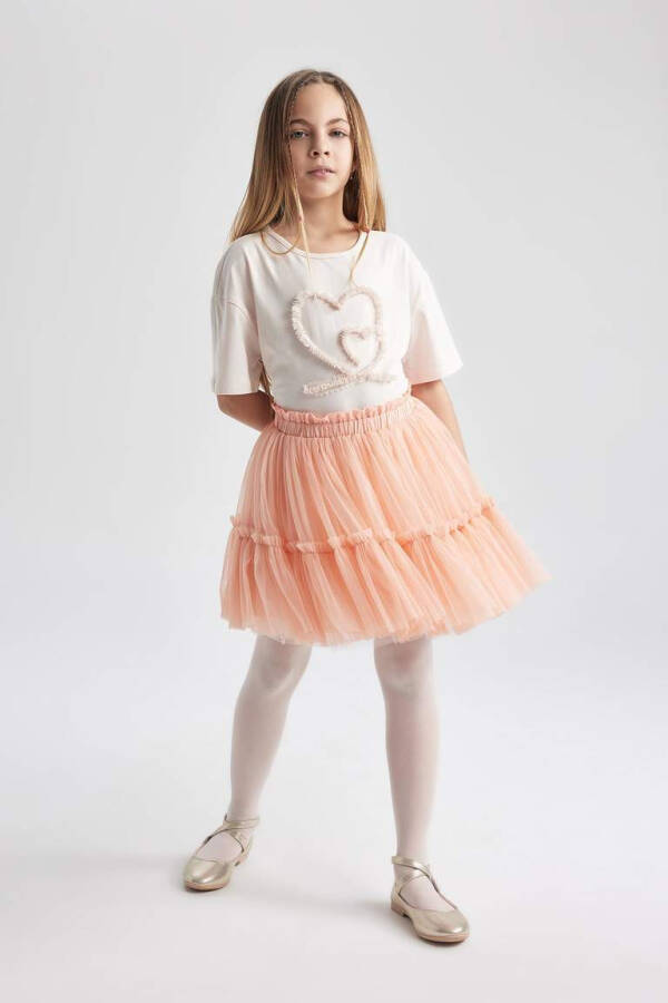 Girls' Elastic Waist Tulle Skirt Light Pink - 5