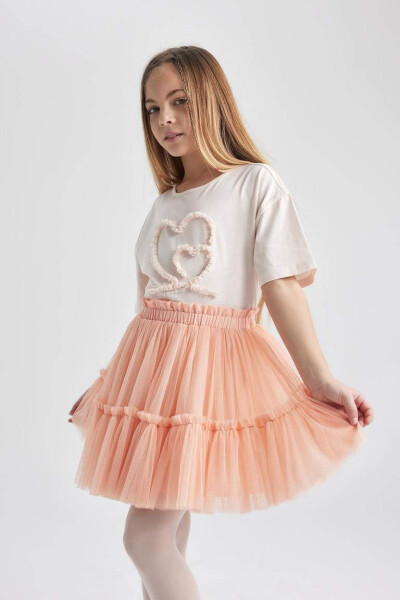 Girls' Elastic Waist Tulle Skirt Light Pink - 7