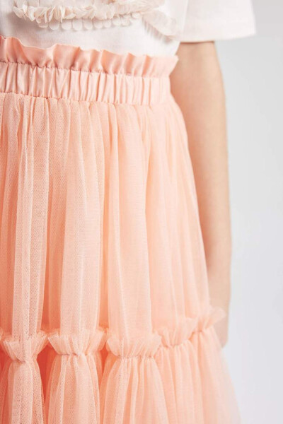 Girls' Elastic Waist Tulle Skirt Light Pink - 9