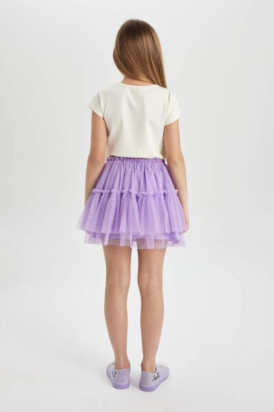 Girls Elastic Waist Tulle Skirt Lilac - 4