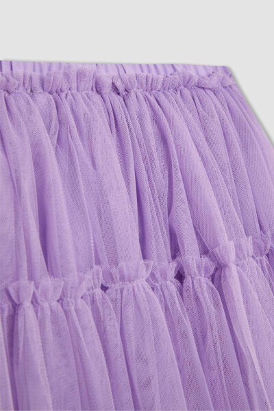 Girls Elastic Waist Tulle Skirt Lilac - 6