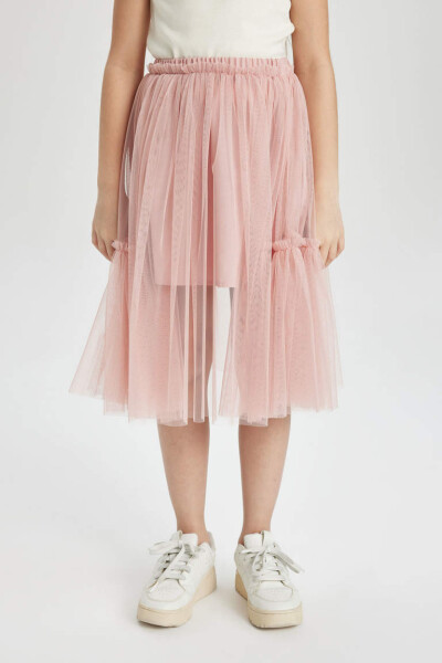 Girls' Elastic Waist Tulle Skirt Rose - 4