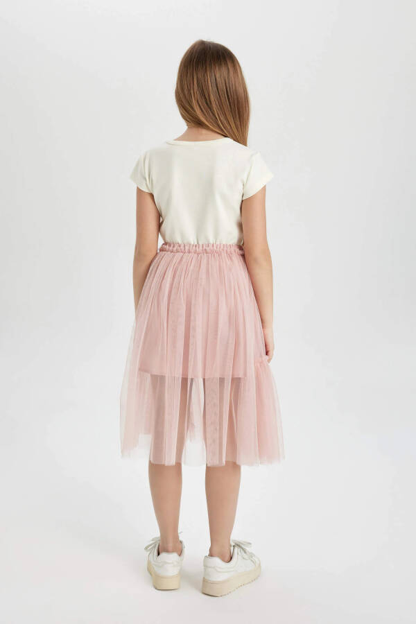 Girls' Elastic Waist Tulle Skirt Rose - 8