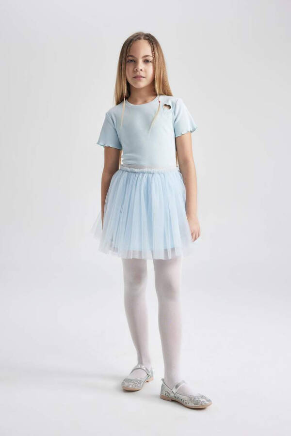 Girls' Elastic Waist White Tutu Skirt Light Blue - 5