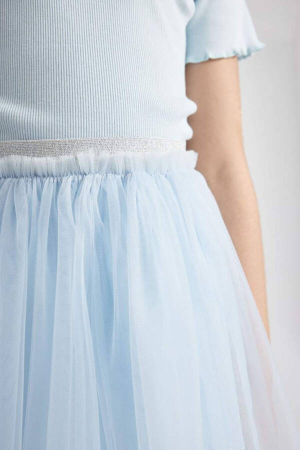 Girls' Elastic Waist White Tutu Skirt Light Blue - 8