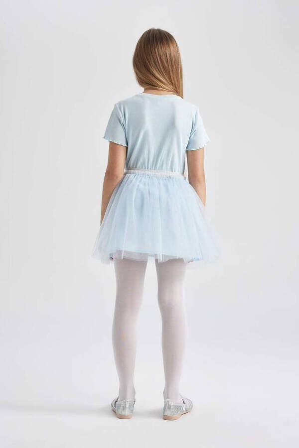 Girls' Elastic Waist White Tutu Skirt Light Blue - 9