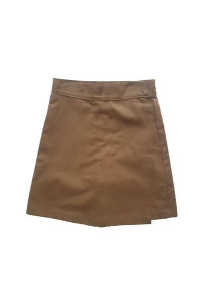 Girls' Elastic Waistband Sporty School Canvas Linen Short Skirt - 1