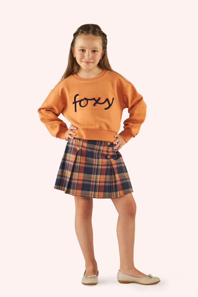 Girl's Embroidered Detail Brick Red Sweatshirt - PANÇO