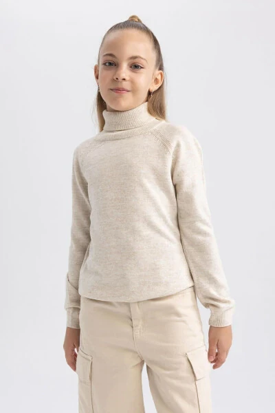 Girls' fisherman's neck sweater. - DEFACTO