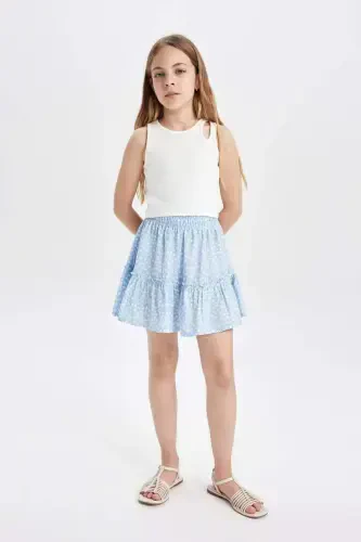 Girls' Floral Viscose Skirt B4459A824SM - 1