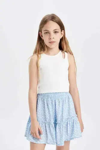 Girls' Floral Viscose Skirt B4459A824SM - DEFACTO (1)