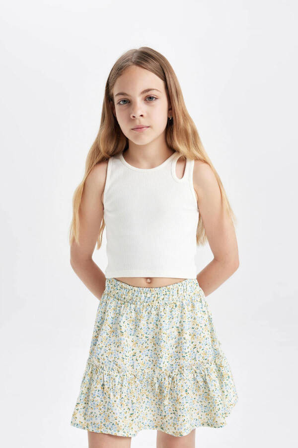 Girls' Floral Viscose Skirt B4459A824SM - 2