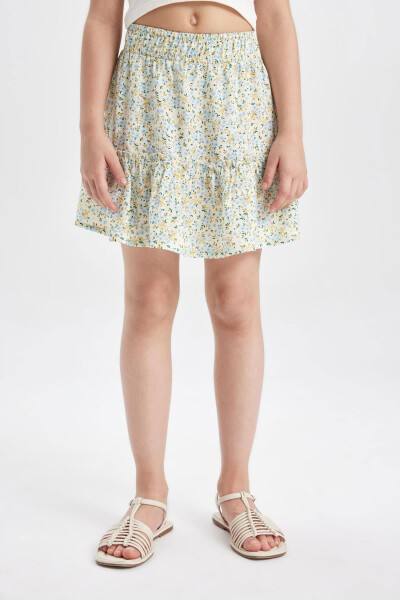 Girls' Floral Viscose Skirt B4459A824SM - 4