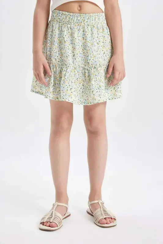 Girls' Floral Viscose Skirt B4459A824SM - 1