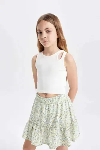 Girls' Floral Viscose Skirt B4459A824SM - 4