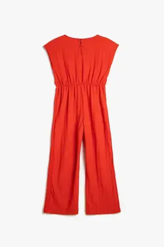 Girl's Full Length Sleeveless Round Neck Belt Detailed Jumpsuit 3skg80060ak - KOTON (1)