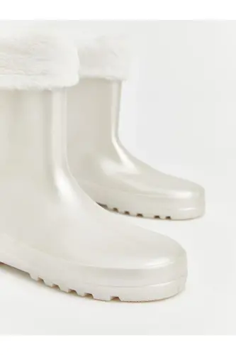 Girl's Fur Detailed Boot - ECRU - 5