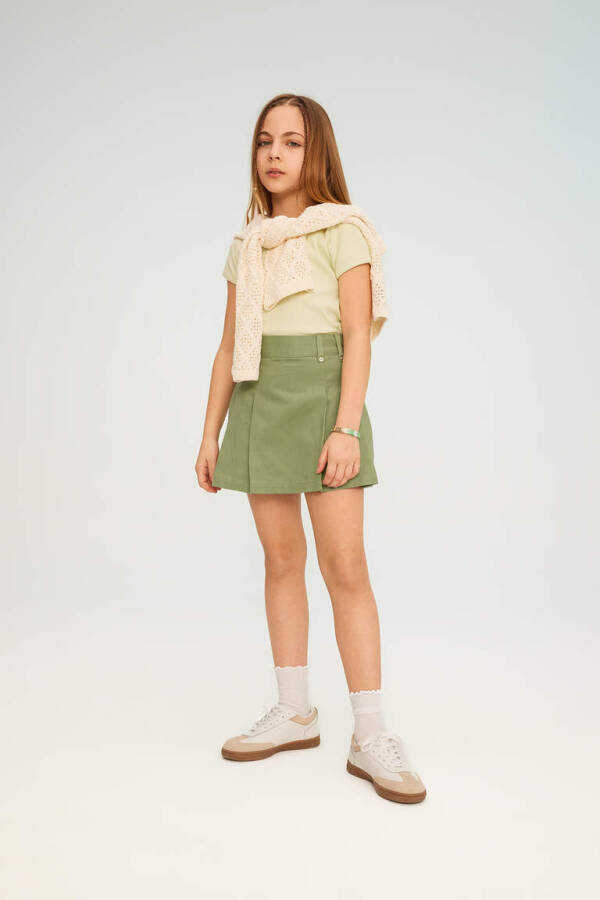 Girls Gabardine Shorts Skirt Light Green - 1