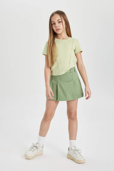 Girls Gabardine Shorts Skirt Light Green - 5