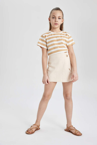 Girls Gabardine Shorts Skirt Open Salmon - 1