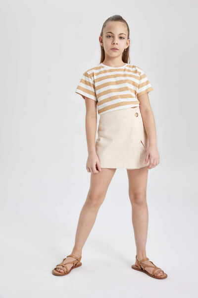 Girls Gabardine Shorts Skirt Open Salmon - 7