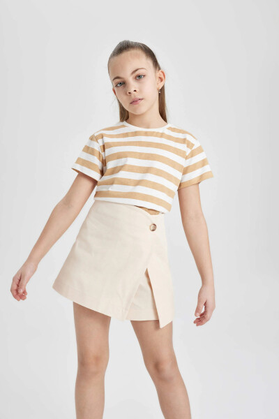 Girls Gabardine Shorts Skirt Open Salmon - 8