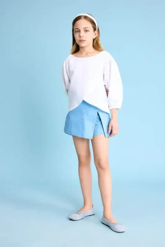 Girl's Gabardine Skort C0127A824SM-Blue - 2