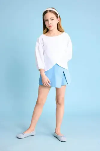 Girl's Gabardine Skort C0127A824SM-Blue - 3