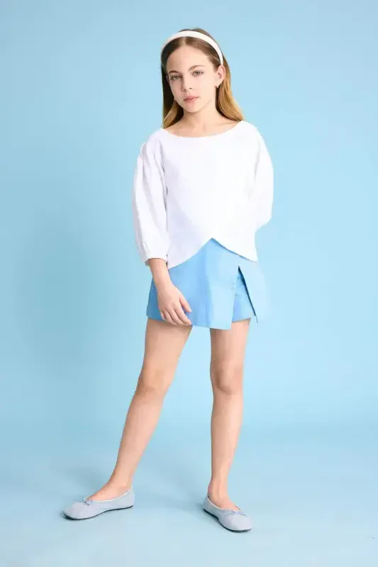 Girl's Gabardine Skort C0127A824SM-Blue - 3