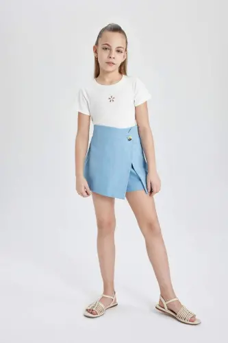 Girls' Gabardine Skort C0127A824SM - Blue-BE281 - 4