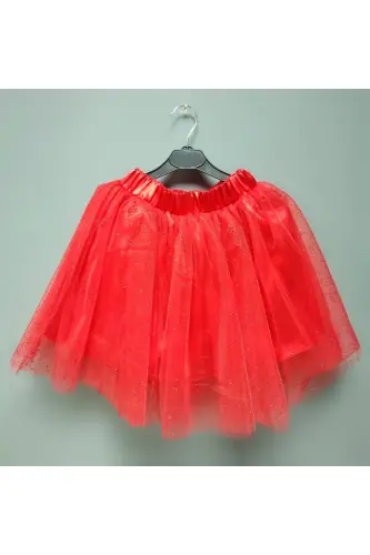 Girl's Glitter Tulle Skirt - Red - 1