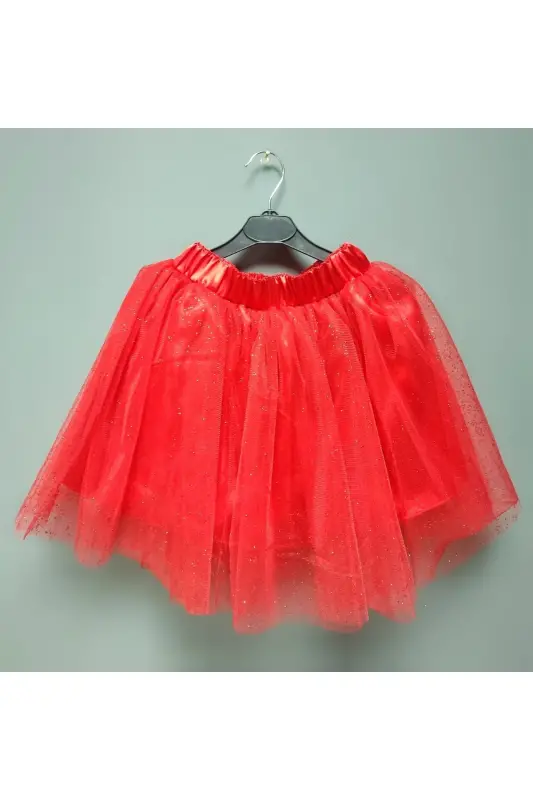 Girl's Glitter Tulle Skirt - Red - ÇELLO MELLO
