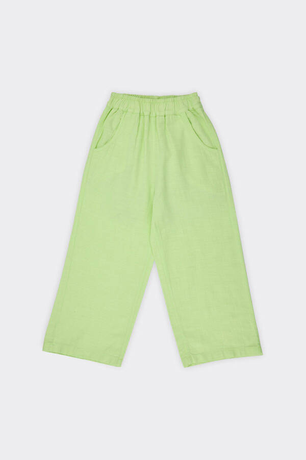Girl's Green Pants with Elastic Waist - 007 - 1